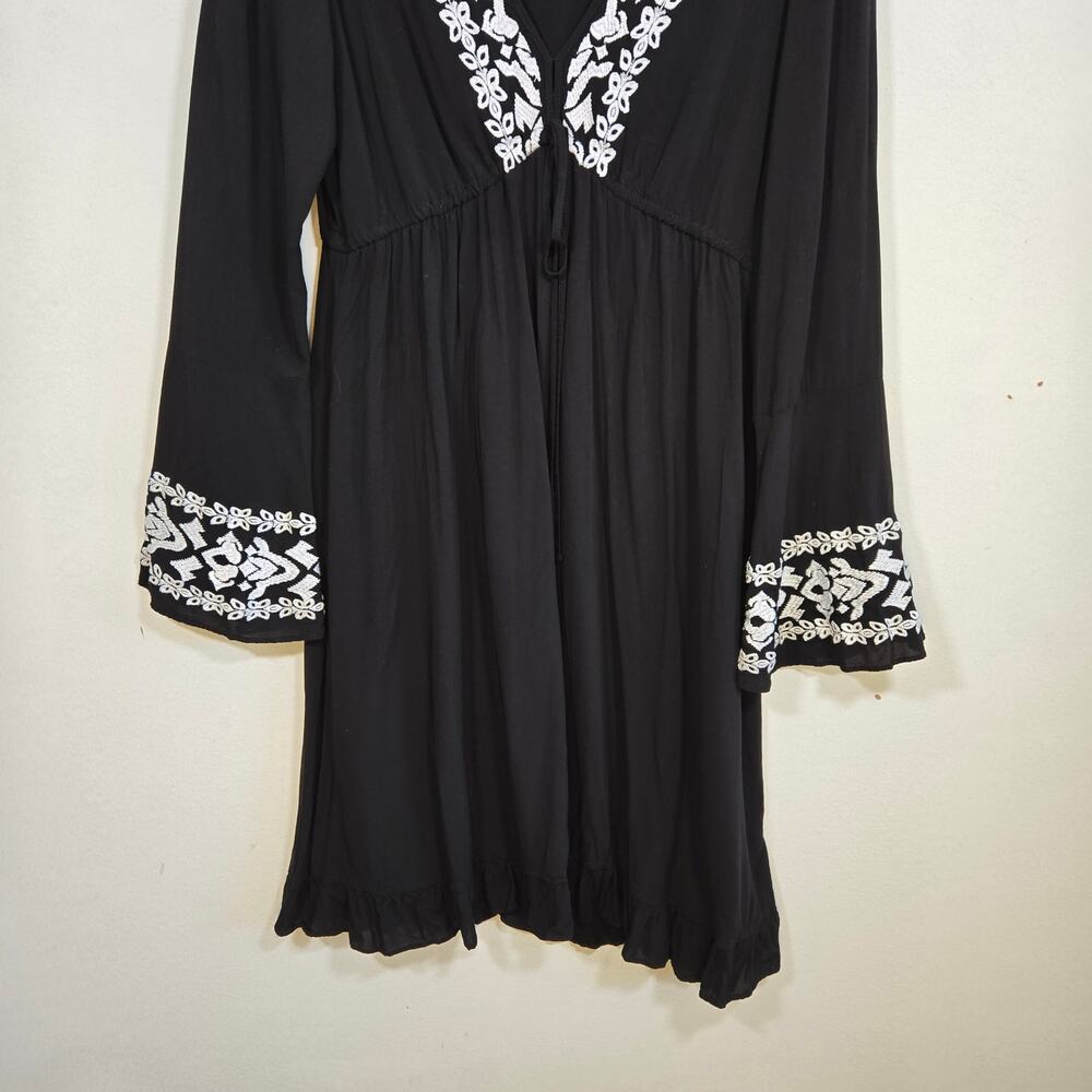 Stetson Black With White Embroidery Dress. Size Large - Picture 5 of 10